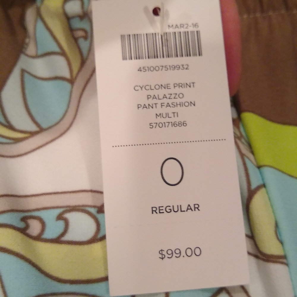 Chico's Multi Color Abstract funky disco pants, wide leg, green blue brown nwt S - Picture 12 of 12